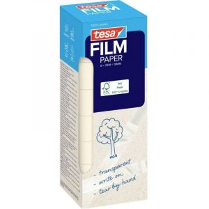 Tesa Film PAPER - ruban adh&eacute;sif transparent, inscriptible, d&eacute;chirable &agrave; la main, d&eacute;roulement silencieux, id&eacute;al pour la d&eacute;coration, le bricolage, les emballages cadeaux, 8 rouleaux &agrave; 19 mm x 33 m