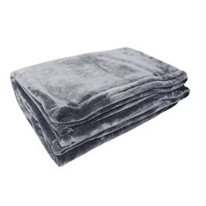 Couverture microflanelle 220x240 cm gris