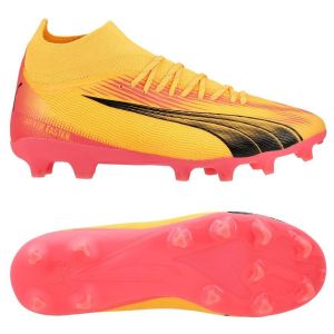 Puma Unisex Youth Ultra Pro Fg/Ag Jr Soccer Shoes, Sun Stream Black-Sunset Glow, 28 EU
