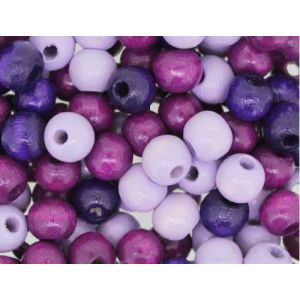 Image de Rayher Assortiment de 115 perles en bois mauve violet - 6mm