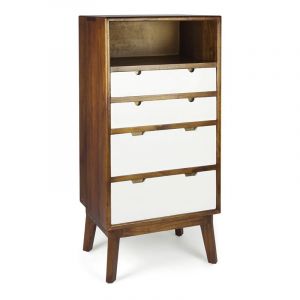 Commode en bois marron et blanc H 125 cm