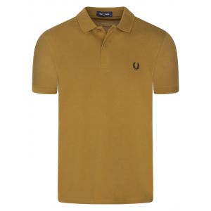 Fred Perry Polo en maille piquée en coton avec manches courtes et col boutonné caramel