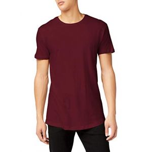 Urban classics Shaped Long Tee, T-Shirt coupe droite Uni Col Ras Du Cou Manches Courtes Homme, Rouge (Port 1157), Small