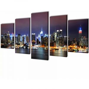 VidaXL Set de toiles murales imprimées Horizon de New York coloré 200 x 100cm