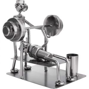 Brubaker Figurine en Métal & Porte-crayons - Culturiste/Bodybuilder - Sculpture unique en Écrous & Boulons - Idée cadeau