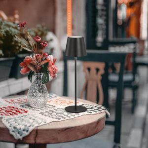 Lampe de table, luminaire d'exterieur, viletto sable noir 1x led