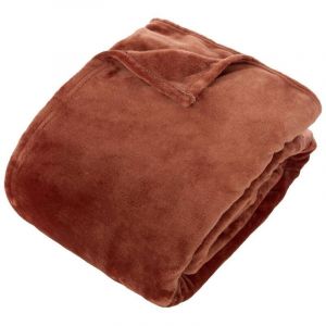 Atmosphera Plaid flanelle Ollis terracotta 260x240cm créateur d'intérieur