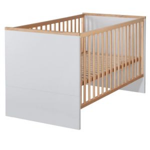 Image de Roba Lit bébé évolutif -Tobi-, 70x140 cm, blanc-nature, réglable en hauteur, 3 barres amovibles