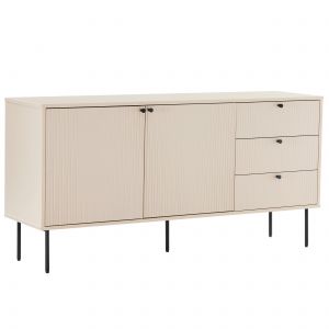 Oviala Buffet 2 portes et 3 tiroirs décor mélaminé 150 cm beige