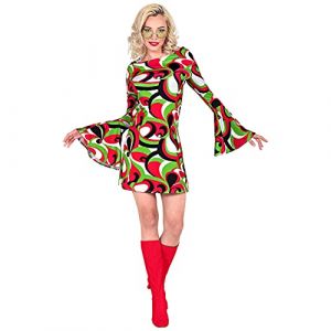 Widmann 48754 Costume pour adulte The 70s Groovy Style, robe Flower Power, hippie, ann&eacute;es 70, f&ecirc;te &agrave; th&egrave;me, carnaval, femme, multicolore, XL
