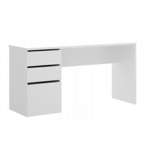 Image de Pegane Bureau Réversible coloris blanc brillant - Longueur 139 x Profondeur 60 x Hauteur 75 cm