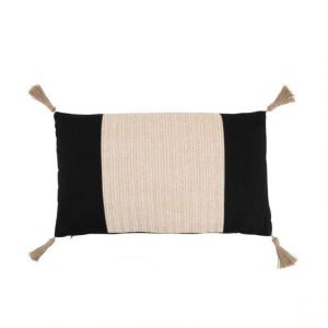 Prix Coussin D&eacute;co Tissage 30x50cm Noir & Beige