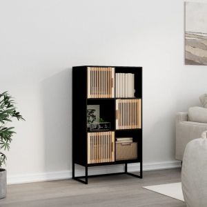 Image de VidaXL Buffet haut noir 70x35x125 cm bois d'ingénierie