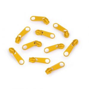 Cyclingcolors 10x Curseur N°3 Non Verrouillable pour Fermeture éclair à Glissière Spirale Zipper Tirette Métal idéal Jupe Vêtement Robe Maroquinerie Confection Coussin, jaune foncé