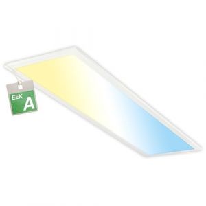 BRILONER - Panneau LED, classe énergétique A, 12,6W à 2860lm, télécommande, dimmable, CCT blanc chaud à froid, dalle led, panneau plafond, plafonnier, lustre salon, 100x25x6 cm, blanc