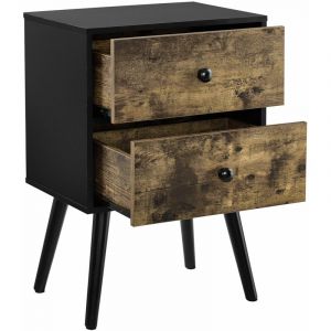 Petite table avec 2 tiroirs de c vet de nuit commode armature de table et tiroirs pieds en pin effet bois 60 cm noir 03