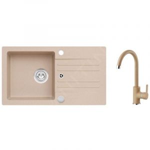 Image de Sets - Ensemble d'&eacute;vier en granit Cortina 140 et robinetterie Tonia, beige SETA733 - Alveus