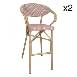 Now's Home Lot de 2 fauteuils de bar extérieur en textilène rouge