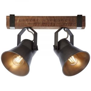 Brilliant AG Lampe, spot bar Decca 2 flammes acier noir, 2x A60, E27, 10W, bois issu de la foresterie durable (FSC)