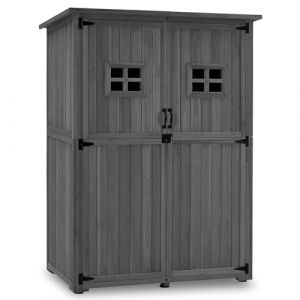 M MCombo Armoire de Jardin en Bois Petite Maison de Jardin résistante aux intempéries abri de Jardin Outdoor 0912D-F (Gris)