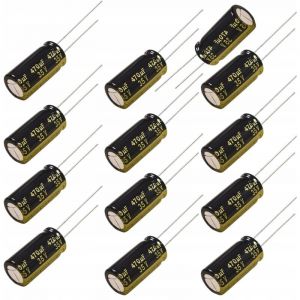 Condensatore elettrolitico Low ESR 470uF 35V 10x17mm passo 5mm 10pz.
