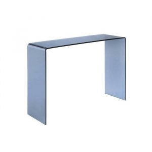 Console rectangulaire en verre tremp&eacute; 110cm bleu gris - Glintz