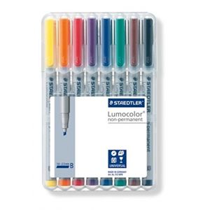 Image de Staedtler LumoColor 312 - Etui Chevalet Box 8 Feutres Non-Permanents Pointe Biseautée 1 à 2,5 mm Assortis