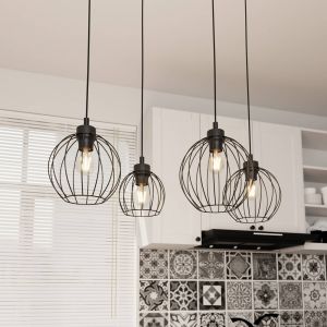 EMIBIG LIGHTING Suspension Nando, 4 lampes, 70 cm, noir, métal, E27