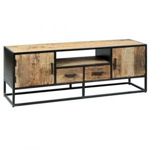 TANETOA - Meuble TV 2 Portes 2 Tiroirs en Teck Recycl&eacute; - Altobuy