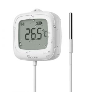 Sonoff SNZB-02LD Capteur de temp&eacute;rature &eacute;tanche Zigbee avec sonde en acier inoxydable de 1,5 m, &eacute;cran LCD, plage -40~115&deg;C, surveillance via APP, support magn&eacute;tique, fonctionne avec hub Zigbee