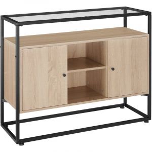 TecTake Buffet Oldham 100 x 38 x 80,5 cm - Bois clair industriel, Ch&ecirc;ne Sonoma