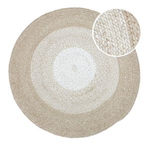 Axi Corfu Tapis d'extérieur, rond, beige/blanc, 120 x 120 cm / Épaisseur : 5 mm - Tapis jardin extérieur/intérieur - Tapis balcon fabriqué à partir de