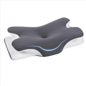 Oreiller Ergonomique Cervical 2 En 1 Oreiller Memoire Forme Pour La Nuque, Coussin Pour Dormir Sur Le C&ocirc;t&eacute;, Le Dos Et Le Ventre, Gris