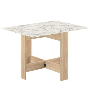 TemaHome Table pliante PAPILLON : ch&ecirc;ne naturel et marbre