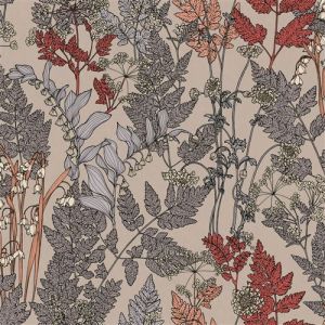 Papier peint floral Profhome 377512 papier peint intiss&eacute; lisse avec un dessin floral mat beige gris rouge orange 5,33 m2 beige