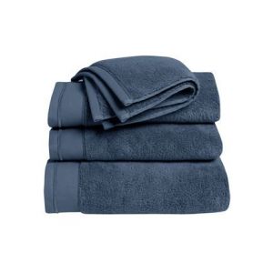 Blanc Cerise Serviette de toilette en coton BIO 70x140 cm Bleu indigo