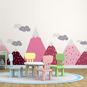 Ambiance Stickers muraux enfants - Décoration chambre bébé - Autocollant Sticker mural géant enfant montagnes scandinaves lilika - 40x60cm