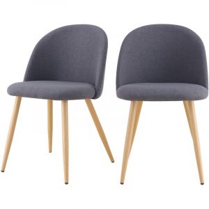 Rendez Vous D&eacute;co Chaise Cozy en tissu gris fonc&eacute; (lot de 2)