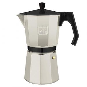 Cecotec Cafetière Italienne MokClassic 1200 Beige, en Aluminium fondu de Haute qualité, Convient pour cuisinières à gaz, électriques ou vitrocéramiques, 12 Tasses de café