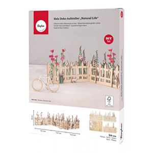 Rayher Kit de construction 3D &bdquo;Barri&egrave;re champ&ecirc;tre", bois naturel, 24 pces., FSC Mixed Credit, 51X20cm, arts cr&eacute;atifs, d&eacute;coration, printemps, &eacute;t&eacute;, 64525505