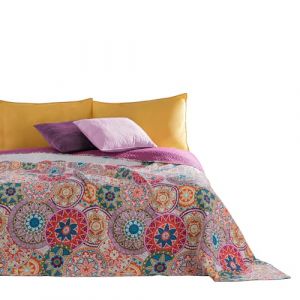 DecoKing 77160 Couvre-lit Double Face Pen Polyester, Blanc/ Violet, Polyester, Violet/Blanc, 170 x 270 x cm