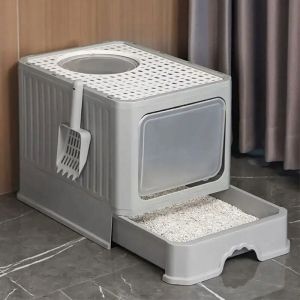 Litière Pour Chat, Grande, Solide, Durable, Fermée Avec Litière, Filtre, Pelle