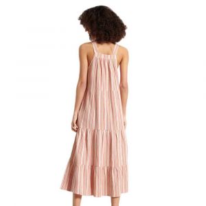 Superdry Sleeveless Embroidered Dress Robe, Rose à Rayures, Small Femme