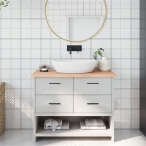 Comptoir de salle de bain 100x30x(2-4)cm bois massif non traité