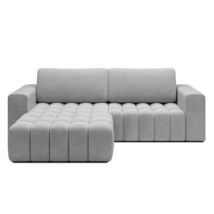 Intensedeco - Canapé d'angle gauche convertible Clovis Velours Gris