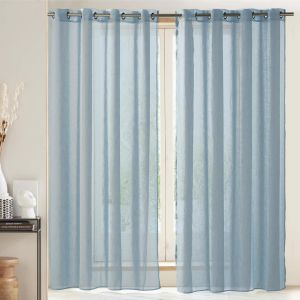 Voilage &eacute;tamine flamm&eacute;e ENZO - bleu