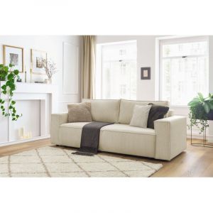 Bobochic Canapé droit fixe Canapé droit fixe 3 places nihad velours côtelé Beige - Beige