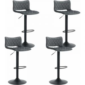 WOLTU Lot de 4 Tabourets de Bar Pivotants, R&eacute;glable en Hauteur, Chaise de Salle &agrave; Manger en Velours, Gris fonc&eacute;