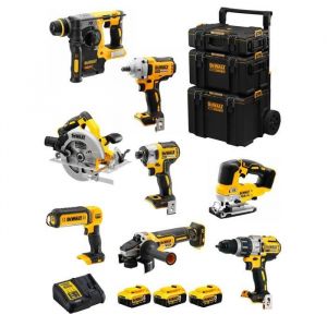 Image de Dewalt Kit DWK801 (DCD996 DCH273 DCG405 DCF887 DCF894 DCS334 DCS570 DCL050 3 x 5,0 Ah DCB115 Caddy 3en1)
