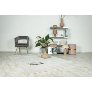 Tapis g&eacute;om&eacute;trique design avec franges Annie 120x170 Argent&eacute;